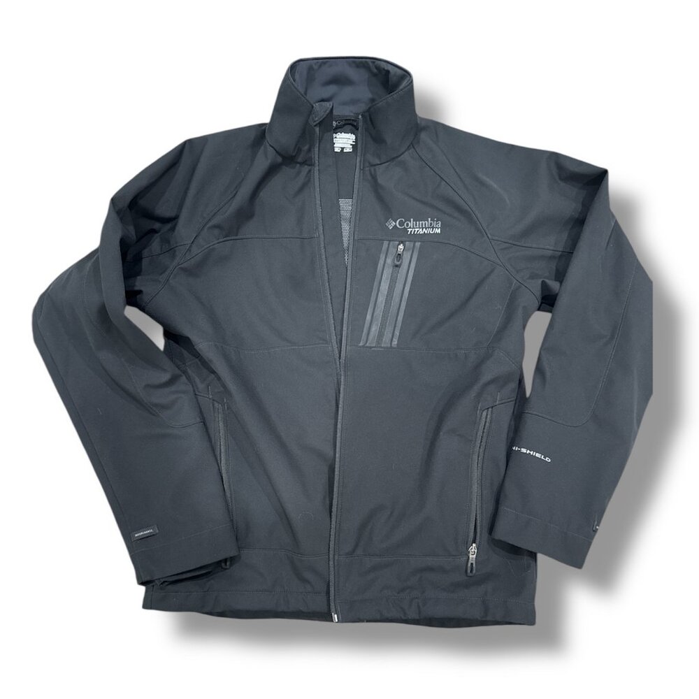 Like New - Columbia full zip black weather resistant jacket, size medium